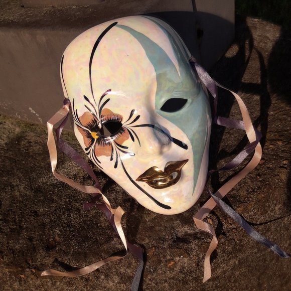 Ceramic Masquerade Masks Wall Hanging Decor Art - Picture 2 of 5